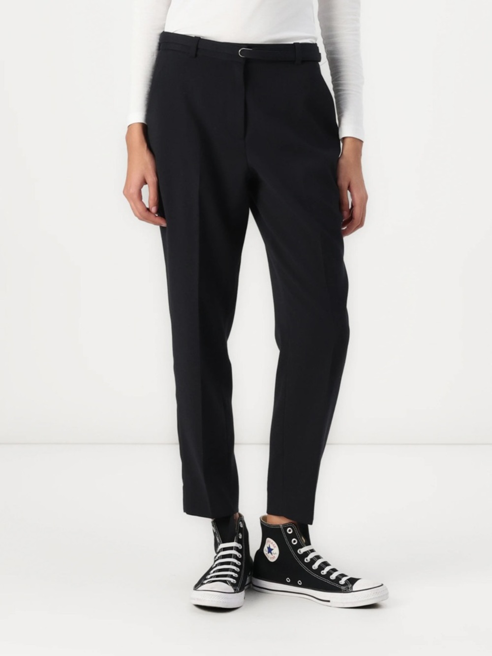 A&F Curve Love High Rise Belted Ankle Straight Pant